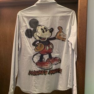 Disney Mickey Mouse Striped Button Shirt, NWT, Lg